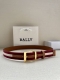 p210 Bally(巴利) 专柜新款 男士休闲布配皮双用腰带 宽3.4Cm这款帆布腰带饰以蓝色和奶油色迷幻火车条纹，搭配土黄底 经典针扣 搭扣更显纤细，采用钛