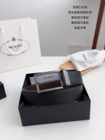 特 普拉达 顶级货品 宽度 3.5Cm 粒面头层小牛皮，精致斜针走线。 意大利芬尼斯油边