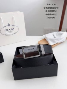 特 普拉达 顶级货品 宽度 3.5Cm 粒面头层小牛皮，精致斜针走线。 意大利芬尼斯油边