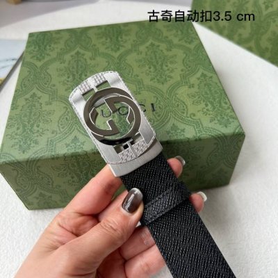 特 品牌： 古奇 新款进口小牛皮，手感细腻柔软。搭配纯钢自动精品钢扣，男士必备！宽度：3.5Cm
