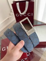 绝美Gucci 方扣男士新款腰帶 專櫃同步 寬3.5厘米 帶身帆布老花-拼進口硅胶底黑色 精緻真空電鍍雙G鋼扣 雙面可用。