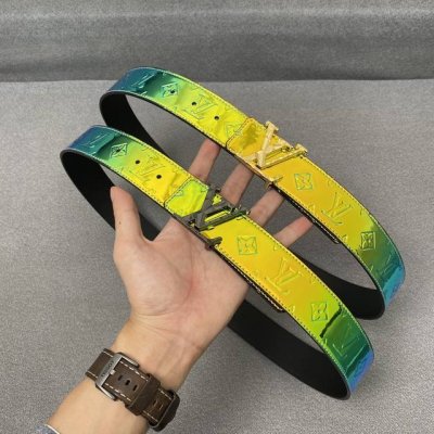 特P170 寬40Mm 最新頂級原單腰帶 春夏新款 本款Lvshape雙面腰帶拼接Monogram Prism壓紋漆皮！搭配點綴Lvshape搭扣 每個角度不一