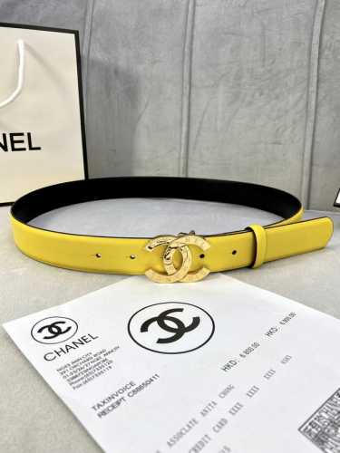 宽度3.0Cm Chanel 香奈儿 进口柔软小牛皮金 银色花纹金属钢扣。