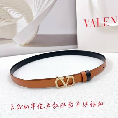 2.0Cm 华伦天奴双面平纹腰带，双面头层牛皮皮料，长度：.75.80.85.90.95.100欧，铜五金钻扣原版开模定制庆祝]