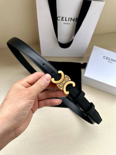 宽度2.5Cm Celine Triomphe中号光滑进口牛皮革腰带 头层牛皮 中腰 宽度1英寸 2.5厘米 Triomphe