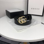 Gucci 古奇官网新款 正品规格 原版品质 双面进口头层对版定制皮料 对版尖尾 高品质 手感极佳 40Mm 抛光亮面gg扣