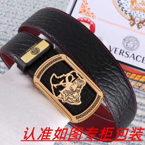 品名：Versace.范思哲原单 材料：百分百头层牛皮，保证真皮。24K纯钢扣双面可用专柜同等质量， 送人自用首选包装： 请认准如图专柜包装，赠送打孔器，银联发
