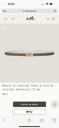 Hermes 女款 Focus Buckle & Reversible Leather Strap 3Mm - 点击图像关闭