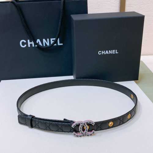 C Hanel 24S Cc 树脂 与 链节Logo字母搭扣 黄铜金属小羊皮菱格腰带 手感柔软 细腻 2.0Cm