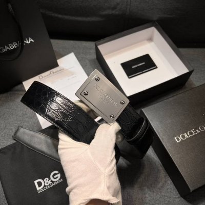 特P230 Dg 杜嘉班纳，宽4.0Cm Dolce&Gabbana 新款 鳄鱼纹 腰带，雅致配饰，搭配徽标搭扣 Lux 鞍皮腰带双电镀标牌 腰带宽度 双电镀标