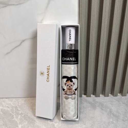 Chanel 香奈儿 公主熊 夏季新款 全自动折叠晴雨伞 黑色涂层防晒有效阻隔紫外线99%，Upf 50 所以能起到伞下体感降温的效果！ 有效隔热，高效防晒 一