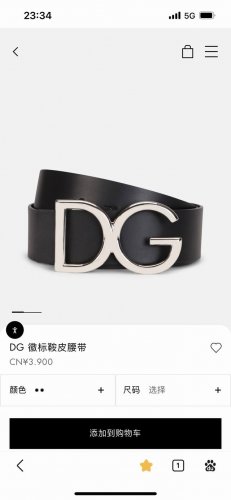 Dg，宽4.0Cm Dolce&Gabbana 新款 金色电镀金属徽标搭扣搭扣下方设有点扣 无镍搭扣与配件 意大利制造