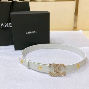 Chanel 23P Cc 水钻 金 与银 小牛皮腰带 3.0Cm精品 精致 典雅