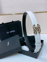 Chanel 24C 树脂黑 与 白 水钻金色金属 Logo搭扣 黄铜金属进口胎牛皮带身 手感柔软 细腻 3.0Cm