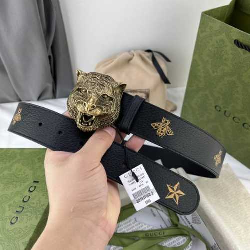 古奇，宽3.8Cm。最新原单意大利进口，Gucci复古标识出自80年代印花，搭配织纹背景，浮雕装饰金属搭扣，条条精美无瑕疵，原厂复刻，做工精细，搭配最新专柜方形