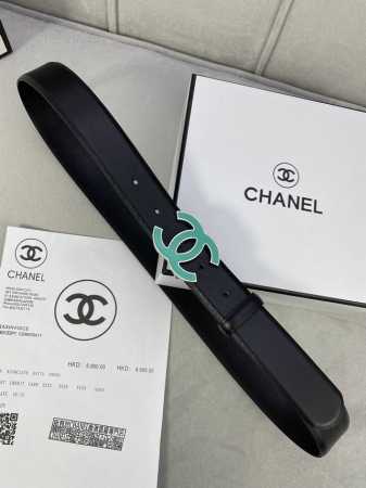 宽度3.0Cm Chanel 香奈儿 进口柔软小牛皮搭配 金 银色金属磨胶钢扣。 - 点击图像关闭