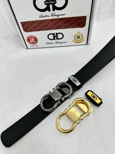 品名：菲拉格幕 原单 材质：原单牛皮腰带 百分百头层牛皮腰带保证真皮，24K纯钢扣，专柜原单品质、做工精细，时尚大牌，送人自用首选 包装： 请认准如图专柜包装赠