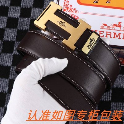 男士腰带：爱马仕 原单 男士皮带：百分百头层牛皮，保证真皮。24K纯钢扣双面可用专柜同等质量， 送人自用首选 包装： 请认准如图专柜包装，赠送打孔器，银联发票，