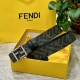 特 片装1 Fendi 芬迪 专柜同款 宽3.0Cm 双环正反用腰带 Ff按钉搭扣 黑色cuoio Romano皮革材质 反面面料带有烟草灰和黑色ff图案 黑色