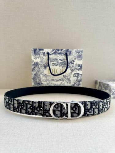 宽度3.5 Cm Dior 迪奥两面腰带款式迷人多样，采用多种材质精心打造，为各式廓形增添点睛之笔，彰显优雅醒目的气质。向迪奥钟爱的细节艺术致敬，彰显非凡的高雅