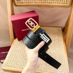 Salvatore ～Ferragamo 男士3.5Cm腰带 成功男士必备单品 款式大方百搭 皮质耐磨牢固 五金纯铜真空电镀 顶级