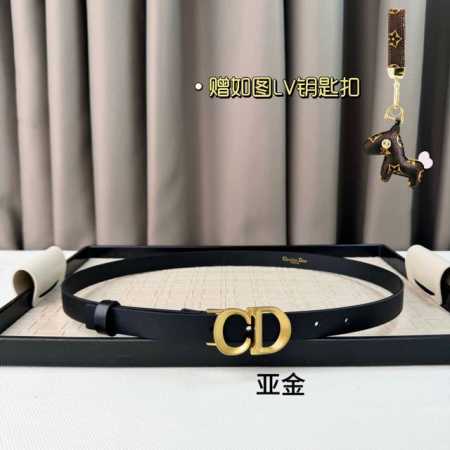 Dior 24早春新款 C D搭扣黄铜腰带扣，女士小牛皮腰带 经典永存 2Cm - 点击图像关闭