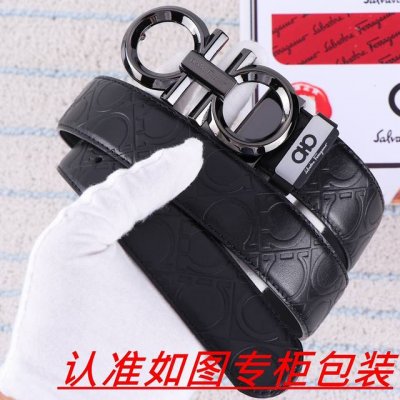 品名：菲拉格木 腰带原单 皮带 材料：百分百头层牛皮，保证真皮。24K纯钢扣双面可用专柜同等质量， 送人自用首选 包装： 请认准如图专柜包装，赠送打孔器，银联发