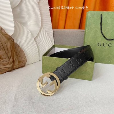Gucci 经典款进口原厂压花面 搭配原版皮底 精品钢扣 宽4.0 Cm 经典永不过时款 潮流大方 时尚百搭 代购版本