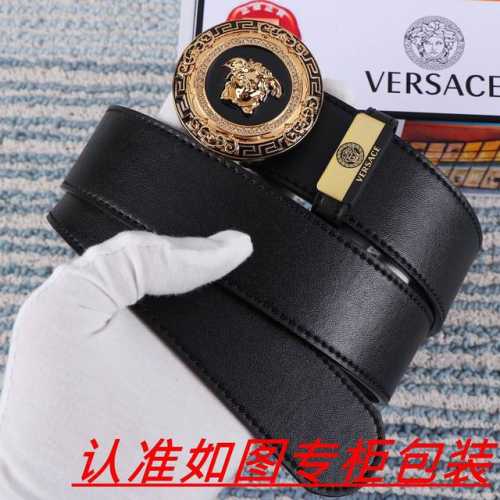 品名：Versace.范思哲原单 材料：百分百头层牛皮，保证真皮。24K纯钢扣双面可用专柜同等质量， 送人自用首选 包装： 请认准如图专柜包装，赠送打孔器，银联