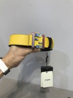 配送专柜包装 打孔针 新款 Fd 宽35Mm 支持Nfc 芯片扫描，标志造型 皮带，原版亚克力七彩方钻扣，进口原版手掌纹配制进口小牛皮，高端大气，镀金表面金属制