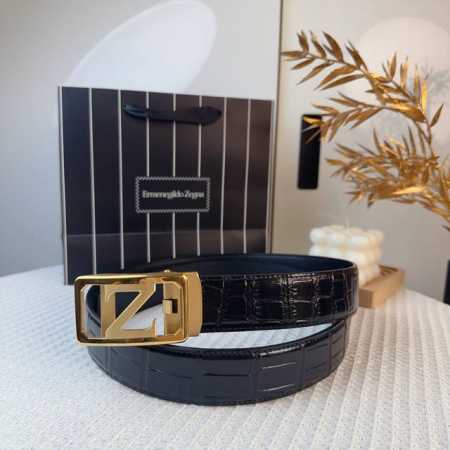 杰尼亚男士自动带 全套包装 新款进口小牛皮，手感细腻柔软。搭配纯钢精品钢扣，男士必备！宽度：3.5Cm - 点击图像关闭