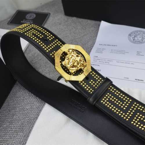 范思哲 ，宽4.0Cm， 原单货，专柜同款、实拍图，带身采用原厂进口原版皮镶满纯铜柳丁，.牛皮，结合精致的美人图扣头，时尚与美的聚焦，触碰手感舒适，有质感，清晰