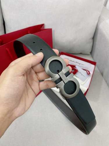 特 Ferragamo 官网同步更新，代购原单腰带，进口头层牛皮搭配真空电镀精品扣支持Nfc防伪验证，时尚百搭，宽度3.5Cm.