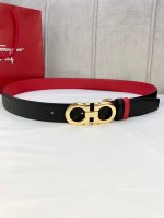 特 宽度3.5Cm Ferragamo 菲拉格慕 双面头层牛皮皮带，配有银 金色 枪色金属Gancio双扣。该皮带可调节，且能根据需要剪裁，达到修身效果