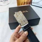 特 品牌： Prada 新款进口小牛皮，手感细腻柔软。搭配纯钢自动精品钢扣，宽度：3.5Cm