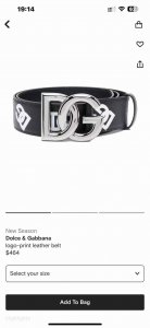 特 Dg 宽4.0Cm Dolce&Gabbana 新款 掌纹印花Dg腰带，小牛皮徽标搭扣点缀浅金色电镀金属饰边