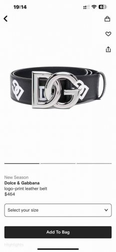 特 Dg 宽4.0Cm Dolce&Gabbana 新款 掌纹印花Dg腰带，小牛皮徽标搭扣点缀浅金色电镀金属饰边