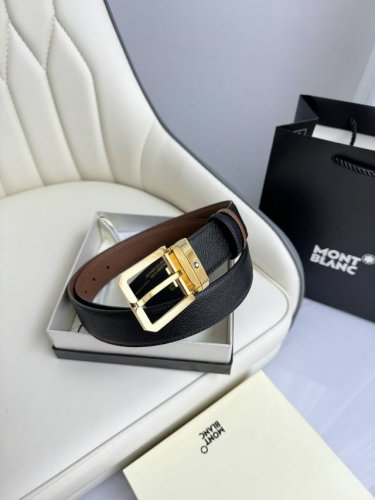 特 Montblanc万宝龙 宽3.5cm 采用头层牛皮 精品针式扣头 自由裁剪商务休闲皮带