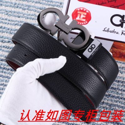 品名：菲拉格木 腰带原单 皮带 材料：百分百头层牛皮，保证真皮。24K纯钢扣双面可用专柜同等质量， 送人自用首选 包装： 请认准如图专柜包装，赠送打孔器，银联发