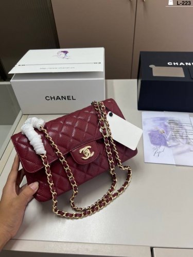 配镜子 Chanel 香奈儿链条经典Cf 斜挎和单肩背 怎么搭配都Ok L-223尺寸23×15折叠盒飞机盒