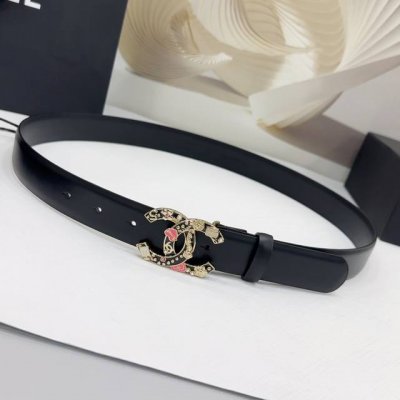 3.0Cm香奈儿腰带，双面头层牛皮皮料，长度：.75.80.85.90.95.100欧，彩色五金铜扣原版开模定制庆祝]