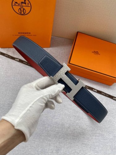 特P210 爱马仕Hermes男士腰带皮带38Mm 枣红底 双面双色使用