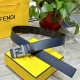 Fendi 芬迪 专柜同款 宽4.0Cm 双环正反用腰带 Ff按钉搭扣 兰色cuoio Romano皮革材质 反面面料带有烟草黄和黑色ff图案 四方金属饰面 时