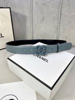 特 宽度3.0Cm Chanel 香奈儿 女士腰带 小牛皮 支持nfc芯片官方网站链接扫码验证、经典扣头 内侧cnc走光处理 边角手感圆润配有烤漆金属钢扣。