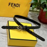 Fendl芬迪专柜同款 宽20Mm 原版定制布料 单环皮带钢扣 Ff图案布料材质 棕色皮革内衬 单钉镀钯金属配件 时尚潮流 经典系列