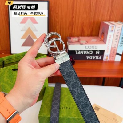 原版品质打孔 品牌：古奇G家 男款 颜色：黑 扣头：金 银 扣头：原版精品纯铜五金扣头 带身：原版牛皮 尺寸：宽约：3.5Cm 长约：95Cm-125Cm 类别