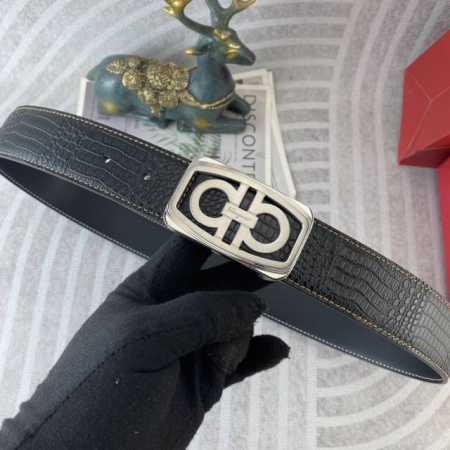 菲拉格慕 特种皮腰带系列 ，原厂五金精品不锈钢扣，手感柔软舒适 宽3.8Cm。 - 点击图像关闭