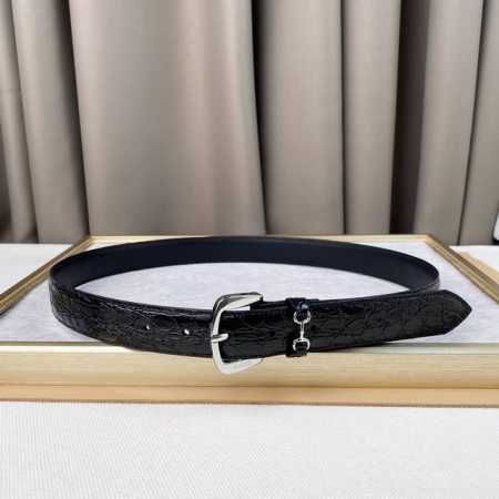 gucci、马衔扣腰带，女士鳄鱼纹，3Cm - 点击图像关闭