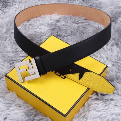 Fendi 芬迪 专柜同款 宽38Mm 标志造型宽皮带。原版Ff扣，进口原版小牛皮制成，镀金表面金属制品。男士休闲商务款，奢华时尚，品质保证。