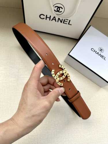 特 宽度3.0Cm Chanel 香奈儿两面原版碰纹牛皮搭配金 银色精品五金配件！